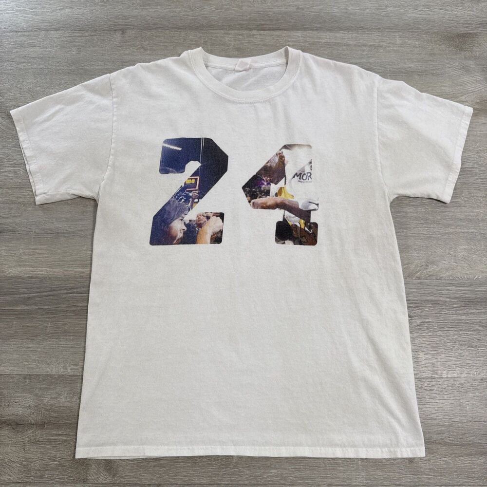 Kobe Bryant Shirt Lakers NBA Black Mamba Men’s White Medium Photo Collage Tee